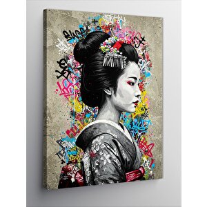 Kanvas Tablo Geleneksel Japon Geisha Kadın 100x140 cm