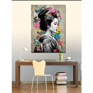 Kanvas Tablo Geleneksel Japon Geisha Kadın 100x140 cm