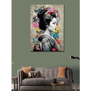 Kanvas Tablo Geleneksel Japon Geisha Kadın 100x140 cm