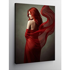 Kanvas Tablo Kırmızı Elbiseli Kadın 50x70 cm
