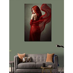 Kanvas Tablo Kırmızı Elbiseli Kadın 50x70 cm