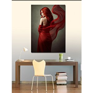 Kanvas Tablo Kırmızı Elbiseli Kadın 70x100 cm