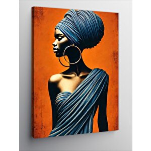 Kanvas Tablo Turuncu Tonlarda Afrikalı Kadın 100x140 cm