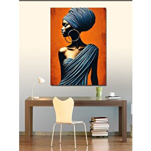 Kanvas Tablo Turuncu Tonlarda Afrikalı Kadın 100x140 cm