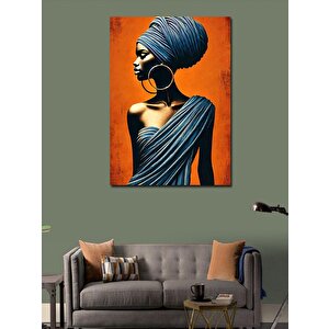 Kanvas Tablo Turuncu Tonlarda Afrikalı Kadın 100x140 cm