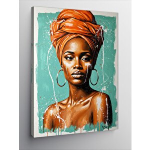 Kanvas Tablo Turuncu Başörtülü Afrikalı Kadın 50x70 cm