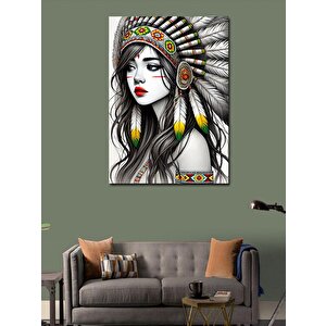 Kanvas Tablo Kızılderili Kadın Portresi 70x100 cm