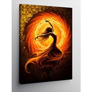 Kanvas Tablo Alev Halkasında Dans Eden Kadın 100x140 cm