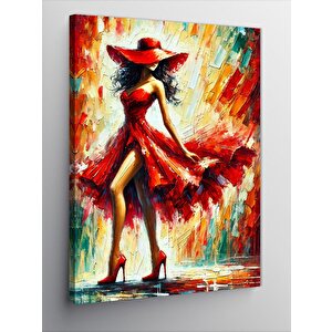 Kanvas Tablo Kırmızı Elbiseli Dansçı Kadın 70x100 cm