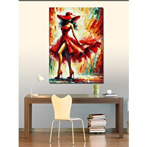 Kanvas Tablo Kırmızı Elbiseli Dansçı Kadın 70x100 cm