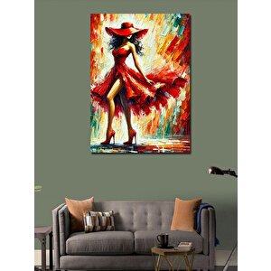 Kanvas Tablo Kırmızı Elbiseli Dansçı Kadın 70x100 cm