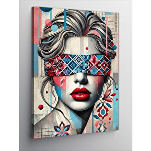 Kanvas Tablo Maskeli Kadın Portresi 50x70 cm