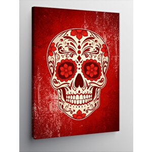 Kanvas Tablo Kırmızı Şeker Kafatası 50x70 cm