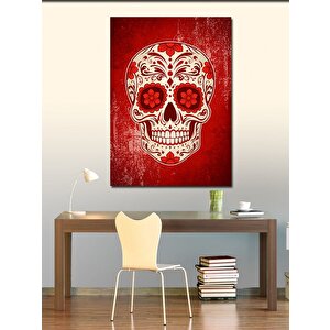 Kanvas Tablo Kırmızı Şeker Kafatası 50x70 cm