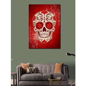 Kanvas Tablo Kırmızı Şeker Kafatası 50x70 cm