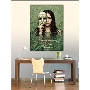 Kanvas Tablo Maske Tutan Kadın Portresi 70x100 cm