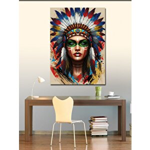 Kanvas Tablo Geleneksel Kızılderili Kadın Portresi 70x100 cm