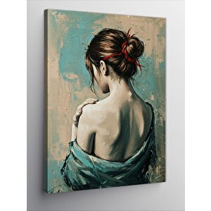 Kanvas Tablo Arkası Dönük Kadın Ve Fırça İzleri 100x140 cm