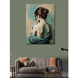 Kanvas Tablo Arkası Dönük Kadın Ve Fırça İzleri 100x140 cm