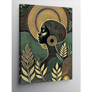 Kanvas Tablo Altın Tonlarında Kadın Portresi 70x100 cm