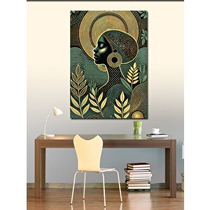 Kanvas Tablo Altın Tonlarında Kadın Portresi 50x70 cm