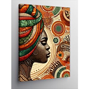 Kanvas Tablo Afrikalı Kadın Ve Geleneksel Desen 70x100 cm