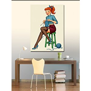 Kanvas Tablo Örgü Ören Retro Kadın 100x140 cm
