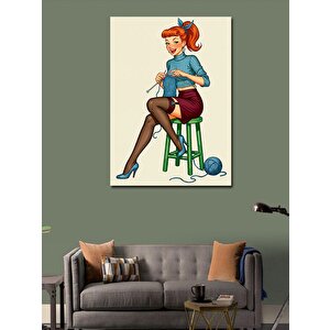 Kanvas Tablo Örgü Ören Retro Kadın 100x140 cm