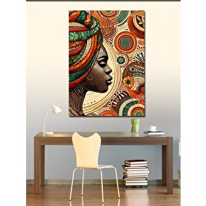 Kanvas Tablo Afrikalı Kadın Ve Geleneksel Desen 50x70 cm