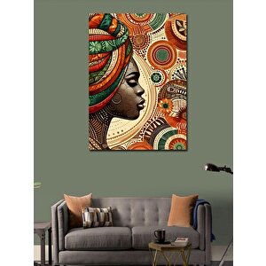 Kanvas Tablo Afrikalı Kadın Ve Geleneksel Desen 50x70 cm