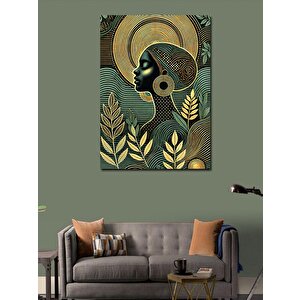Kanvas Tablo Altın Tonlarında Kadın Portresi 100x140 cm