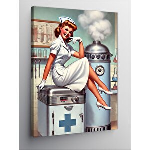 Kanvas Tablo Retro Hemşire Ve Tıbbi Aletler 50x70 cm