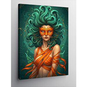 Kanvas Tablo Turuncu Maskeli Kadın 70x100 cm