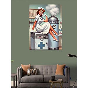 Kanvas Tablo Retro Hemşire Ve Tıbbi Aletler 70x100 cm