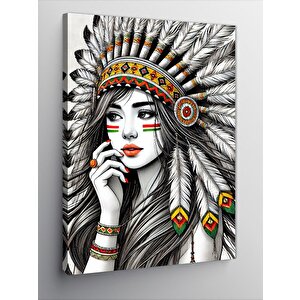 Kanvas Tablo Kızılderili Kadın Portresi 50x70 cm