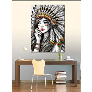 Kanvas Tablo Kızılderili Kadın Portresi 50x70 cm