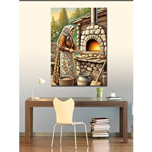 Kanvas Tablo Odun Fırını Ve Yaşlı Kadın 100x140 cm