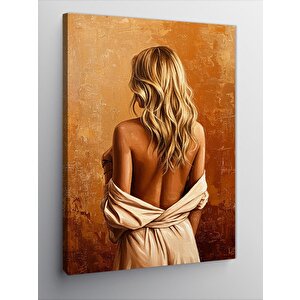 Kanvas Tablo Sırtı Dönük Kadın Ve Doku 100x140 cm