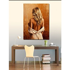 Kanvas Tablo Sırtı Dönük Kadın Ve Doku 100x140 cm