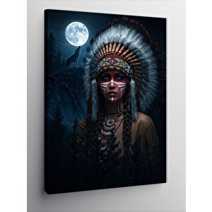 Kanvas Tablo Kızılderili Kadın Portresi 100x140 cm