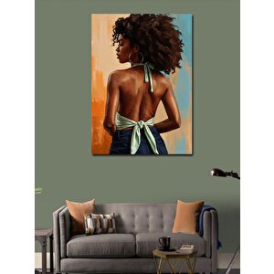 Kanvas Tablo Sırtı Dönük Afrikalı Kadın 100x140 cm