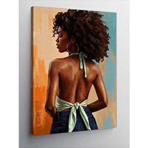 Kanvas Tablo Sırtı Dönük Afrikalı Kadın 70x100 cm