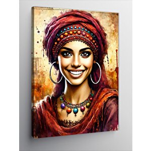 Kanvas Tablo Mutlu Kadın Portresi 100x140 cm