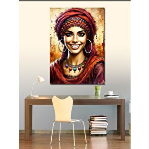 Kanvas Tablo Mutlu Kadın Portresi 100x140 cm