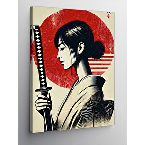 Kanvas Tablo Kılıçlı Japon Kadın 100x140 cm