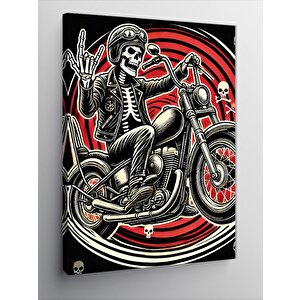 Kanvas Tablo Kafatası Ve Motosikletçi 70x100 cm
