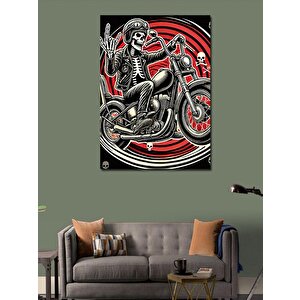 Kanvas Tablo Kafatası Ve Motosikletçi 100x140 cm