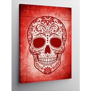 Kanvas Tablo Kırmızı Şeker Kafatası 50x70 cm