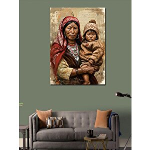 Kanvas Tablo Kadın Ve Çocuk Portresi 100x140 cm