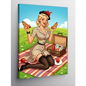 Kanvas Tablo Piknikte Retro Kadın 70x100 cm